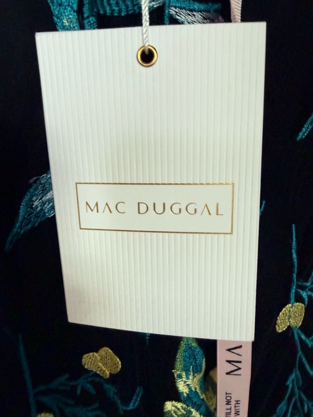 Mac Duggal Black Embroidered Floral Plunge Neck Trumpet Gown NWT Anthropologie - Picture 12 of 15